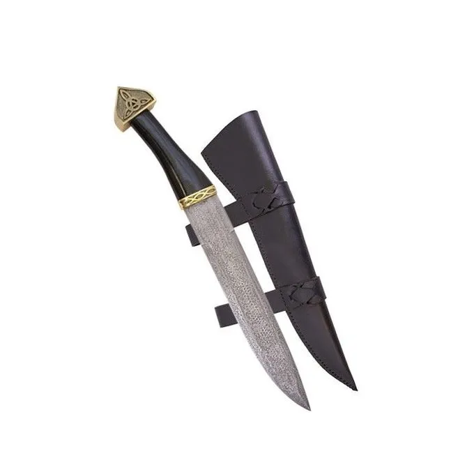 Deepeeka Scramasaxe Décorée D'un Triskelion, Lame De Damas 3 Deepeeka Scramasaxe Décorée D'un Triskelion, Lame De Damas